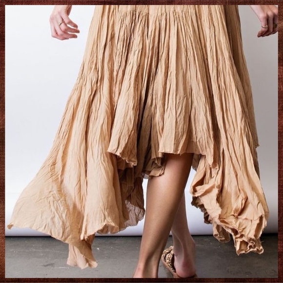EASEL Crinkled Chiffon Overlay Uneven Hem Midi-Maxi Skirt or Tube Dress Lined - Picture 6 of 14
